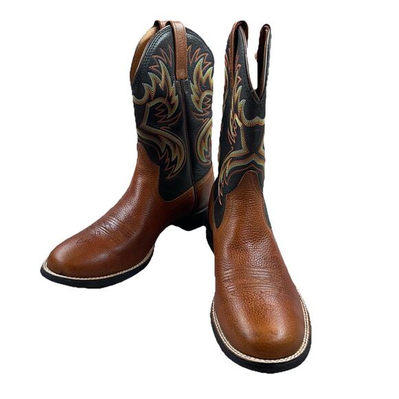 Ariat Men’s Heritage Roper / Western Square Toe 9.5D Cowboy boot brown Leather - Picture 1 of 13